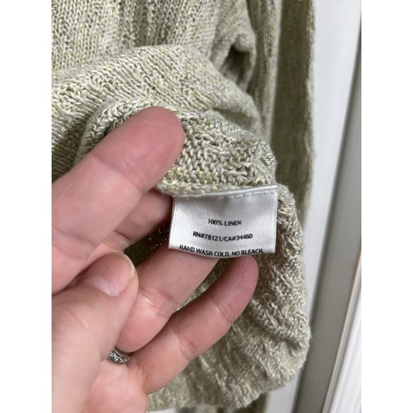 Eileen Fisher Open Knit Linen Top Size XL Boat Neck Beach Coastal Boxy - Picture 5 of 9